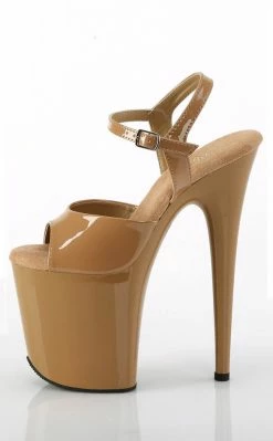 Pleaser Pole Shoes FLAMINGO-809 Toffee Patent Heels 9 Pleaser Pole Shoes FLAMINGO-809 Toffee Patent Heels