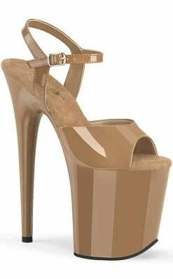Pleaser Pole Shoes FLAMINGO-809 Toffee Patent Heels