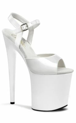Pleaser FLAMINGO-809 White Patent Heels