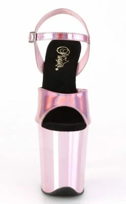 Pleaser FLAMINGO-809HG Baby Pink Hologram Chrome Heels Pole Shoes