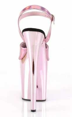 Pleaser FLAMINGO-809HG Baby Pink Hologram Chrome Heels Pole Shoes