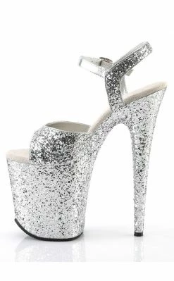 Pleaser FLAMINGO-810LG Silver Glitter Heels