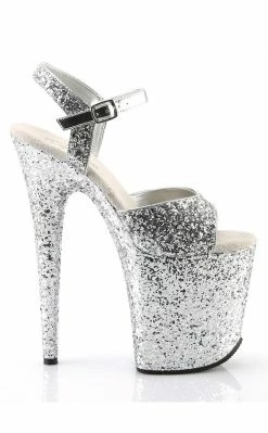 Pleaser FLAMINGO-810LG Silver Glitter Heels