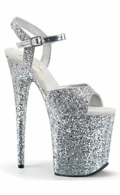 Pleaser FLAMINGO-810LG Silver Glitter Heels