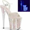 Pleaser Pole Shoes FLAMINGO-810UVG Neon Opal Glitter Heels
