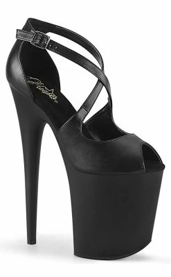Pleaser FLAMINGO-821 Black Peep Toe Heels Pole Shoes