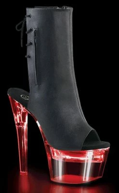 Pleaser FLASHDANCE-1018-7 Black Matte Colour Changing Boots Pole Shoes
