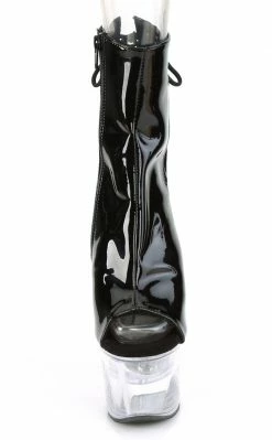 Pleaser FLASHDANCE-1018-7 Black Patent Colour Changing Boots Pole Shoes