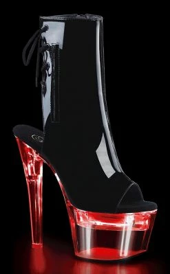 Pleaser FLASHDANCE-1018-7 Black Patent Colour Changing Boots Pole Shoes