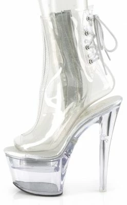 Pleaser Pole Shoes FLASHDANCE-1018C-7 Light-up Clear Ankle Bootie