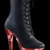 Pleaser FLASHDANCE-1020-7 Light-up Matte Black Ankle Boots Pole Shoes