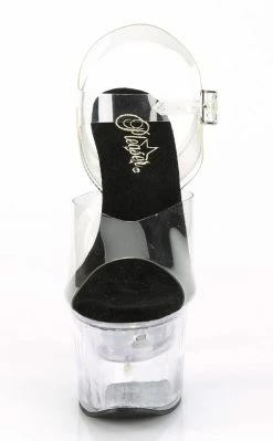 Pleaser FLASHDANCE-708 Black Light-up Platform Heels Pole Shoes