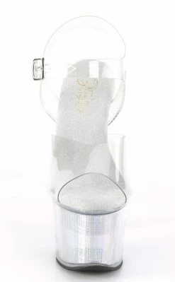 Pleaser FLASHDANCE-708SCH Clear & Holo Light-up Platform Heels Pole Shoes