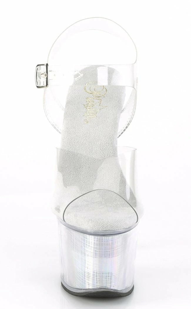 Pleaser FLASHDANCE-708SCH Clear & Holo Light-up Platform Heels Pole Shoes 4 Pleaser FLASHDANCE-708SCH Clear & Holo Light-up Platform Heels Pole Shoes