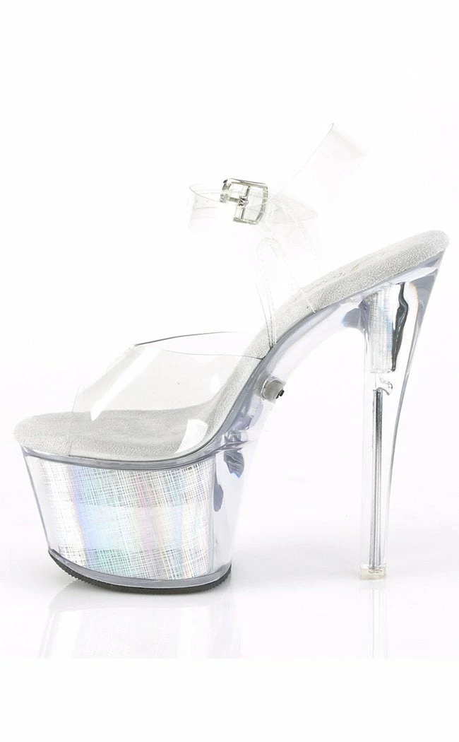 Pleaser FLASHDANCE-708SCH Clear & Holo Light-up Platform Heels Pole Shoes 5 Pleaser FLASHDANCE-708SCH Clear & Holo Light-up Platform Heels Pole Shoes