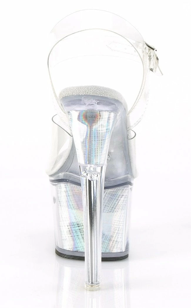 Pleaser FLASHDANCE-708SCH Clear & Holo Light-up Platform Heels Pole Shoes 6 Pleaser FLASHDANCE-708SCH Clear & Holo Light-up Platform Heels Pole Shoes