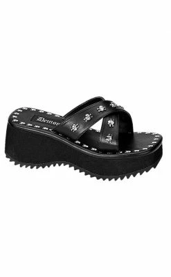 Demonia Shoes FLIP-05 Black Platform Slide Sandals
