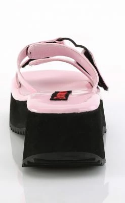 Demonia Shoes FLIP-12 Baby Pink Holo Heart Slides