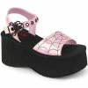 Demonia FUNN-10 Baby Pink Patent Holo Spiderweb Sandals