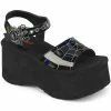 Demonia FUNN-10 Black Patent Holo Spiderweb Sandals Shoes