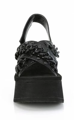 Demonia Shoes FUNN-12 Black Matte Chain Slides