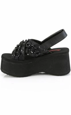 Demonia Shoes FUNN-12 Black Matte Chain Slides