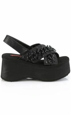 Demonia Shoes FUNN-12 Black Matte Chain Slides