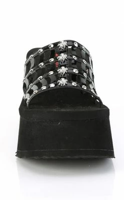 Demonia FUNN-13 Black Patent Spiderweb Slides Shoes