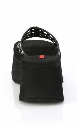 Demonia FUNN-13 Black Patent Spiderweb Slides Shoes