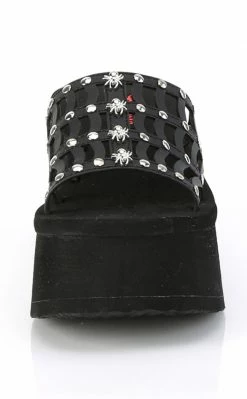Demonia Shoes FUNN-13 Black Vegan Spiderweb Slides 8 Demonia Shoes FUNN-13 Black Vegan Spiderweb Slides