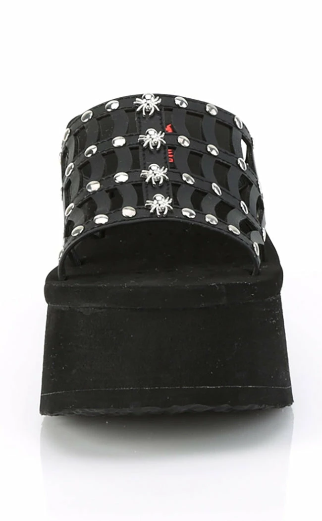 Demonia Shoes FUNN-13 Black Vegan Spiderweb Slides 4 Demonia Shoes FUNN-13 Black Vegan Spiderweb Slides
