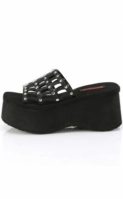 Demonia Shoes FUNN-13 Black Vegan Spiderweb Slides 9 Demonia Shoes FUNN-13 Black Vegan Spiderweb Slides