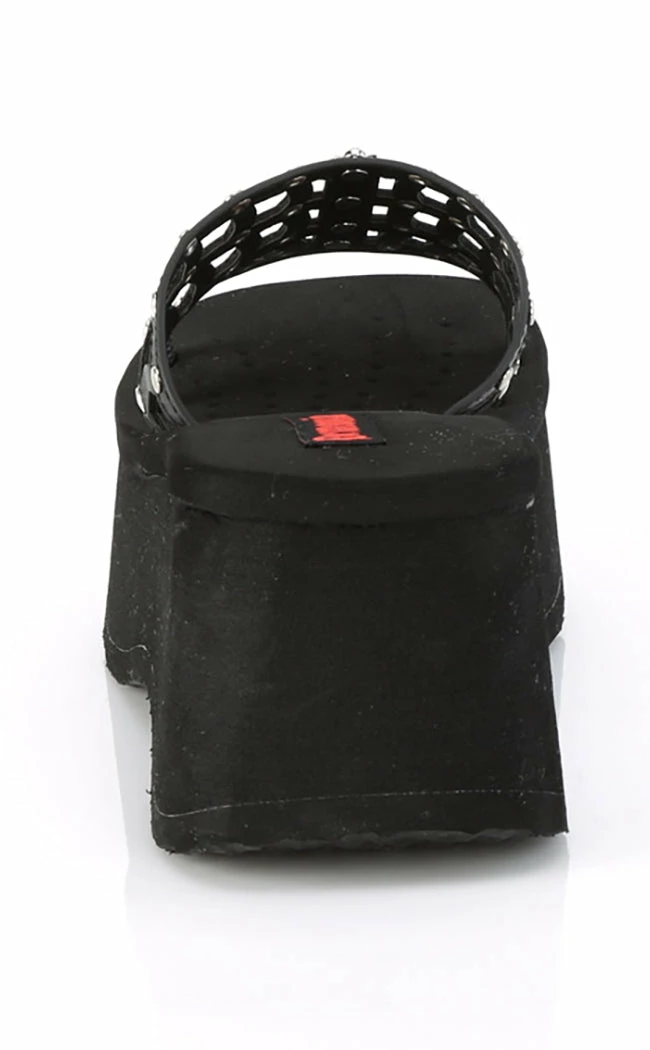 Demonia Shoes FUNN-13 Black Vegan Spiderweb Slides 6 Demonia Shoes FUNN-13 Black Vegan Spiderweb Slides