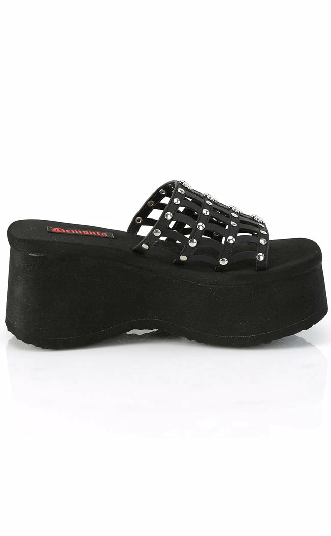 Demonia Shoes FUNN-13 Black Vegan Spiderweb Slides 7 Demonia Shoes FUNN-13 Black Vegan Spiderweb Slides