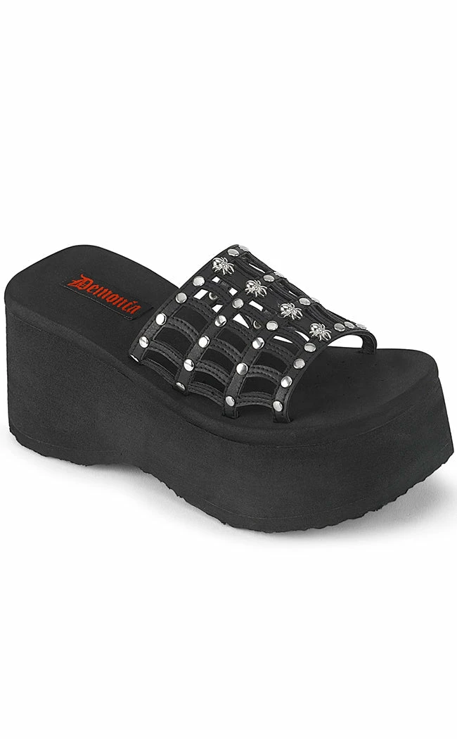 Demonia Shoes FUNN-13 Black Vegan Spiderweb Slides 3 Demonia Shoes FUNN-13 Black Vegan Spiderweb Slides