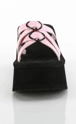 Demonia FUNN-15 Baby Pink Patent Heart Slides