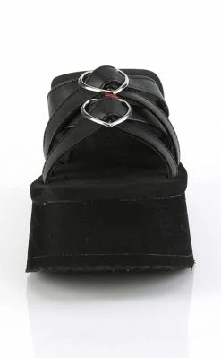 Demonia Shoes FUNN-15 Black Matte Heart Slides (Au Stock)