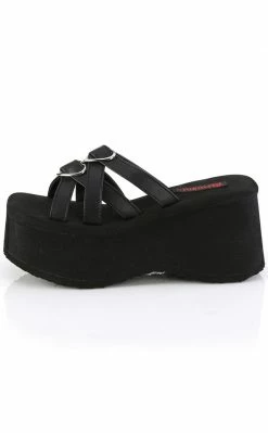 Demonia FUNN-15 Black Matte Heart Slides Shoes 9 Demonia FUNN-15 Black Matte Heart Slides Shoes