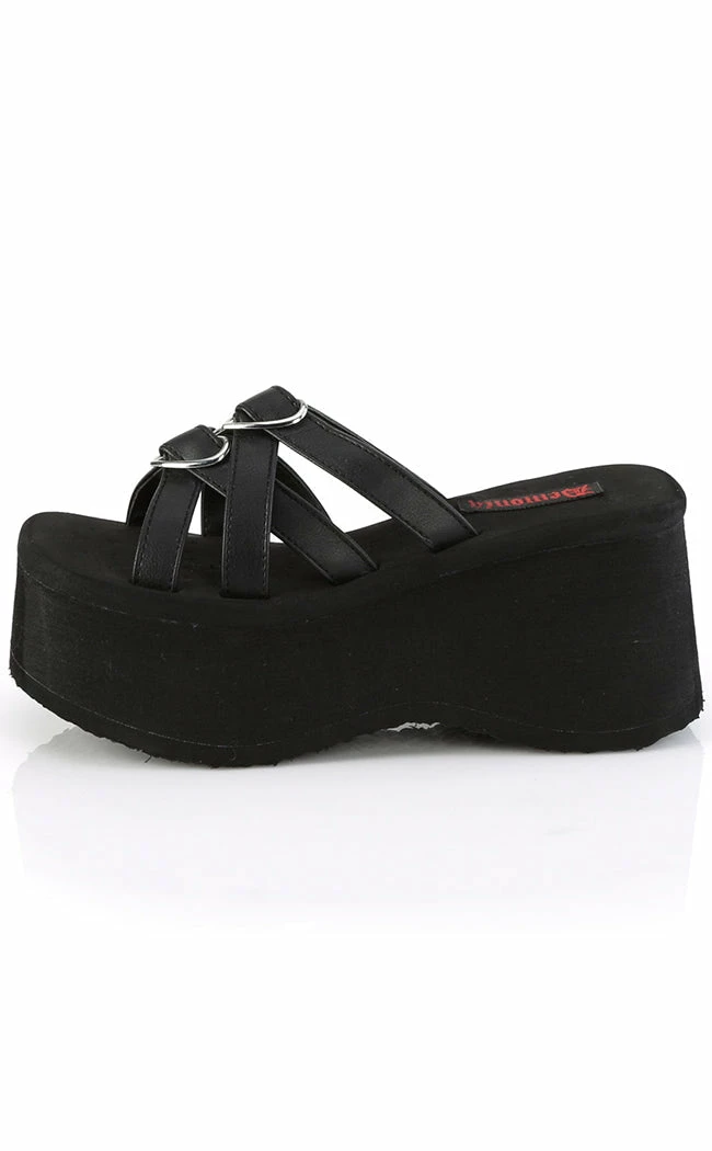 Demonia FUNN-15 Black Matte Heart Slides Shoes 5 Demonia FUNN-15 Black Matte Heart Slides Shoes