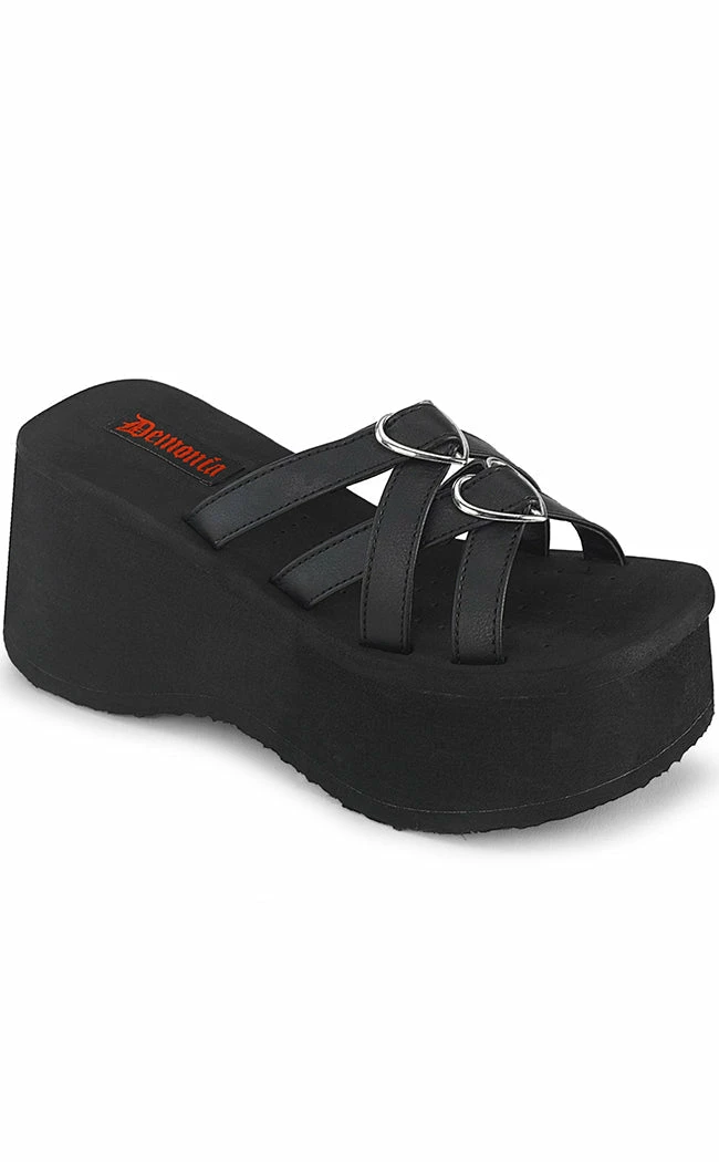 Demonia FUNN-15 Black Matte Heart Slides Shoes 3 Demonia FUNN-15 Black Matte Heart Slides Shoes