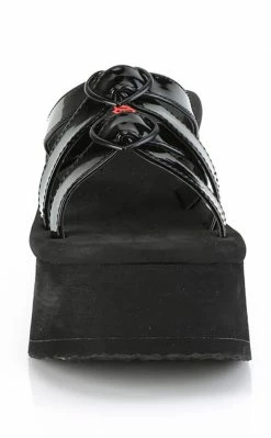 Demonia Shoes FUNN-15 Black Patent Heart Slides