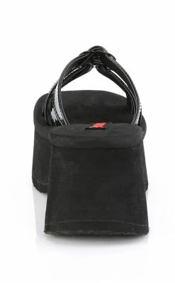 Demonia Shoes FUNN-15 Black Patent Heart Slides