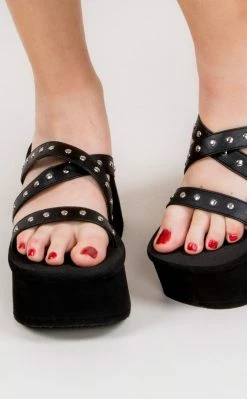 Demonia Shoes FUNN-19 Black Platform Slide Sandals