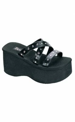 Demonia Shoes FUNN-19 Black Platform Slide Sandals