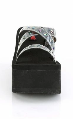 Demonia FUNN-19 Holographic Platform Slide Sandals Shoes