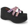 Demonia FUNN-19 Pink Holographic Platform Slide Sandals Shoes