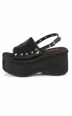 Demonia FUNN-32 Black Platform Slide Sandals Shoes