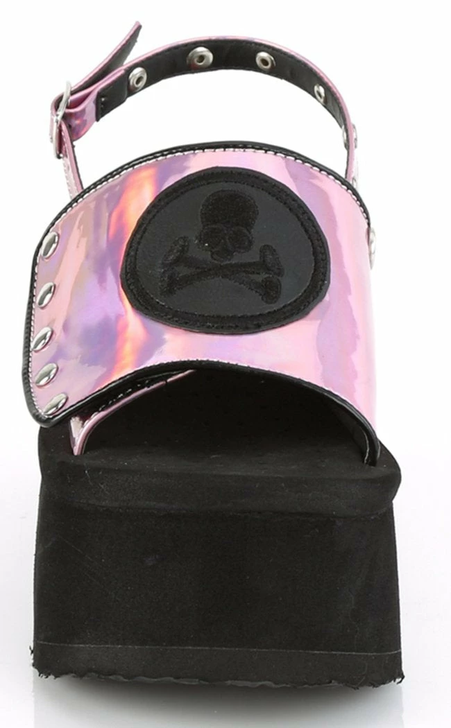 Demonia FUNN-32 Pink Holographic Platform Slide Sandals Shoes 4 Demonia FUNN-32 Pink Holographic Platform Slide Sandals Shoes