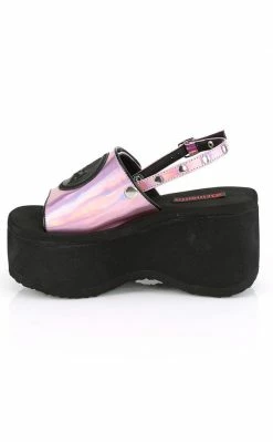 Demonia FUNN-32 Pink Holographic Platform Slide Sandals Shoes 9 Demonia FUNN-32 Pink Holographic Platform Slide Sandals Shoes