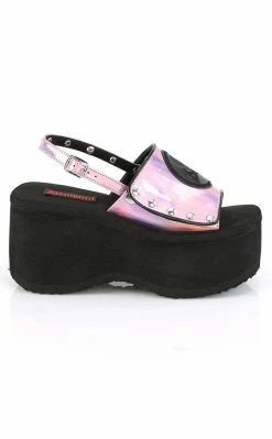 Demonia FUNN-32 Pink Holographic Platform Slide Sandals Shoes 11 Demonia FUNN-32 Pink Holographic Platform Slide Sandals Shoes
